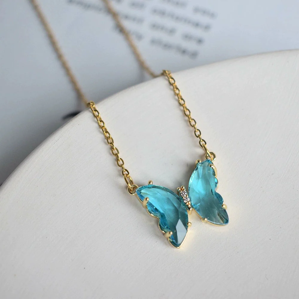 Crystal Butterfly Charm Necklace - Image 4