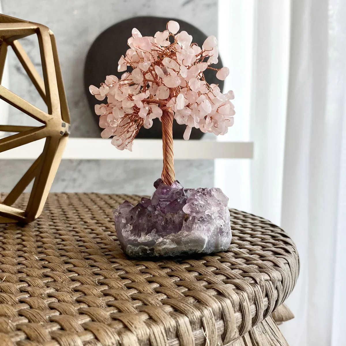 Crystal Tree Rose Quartz Tree Of Life with Amethyst Base - Amethyst Tree, Rose Quartz Tree - Image 4