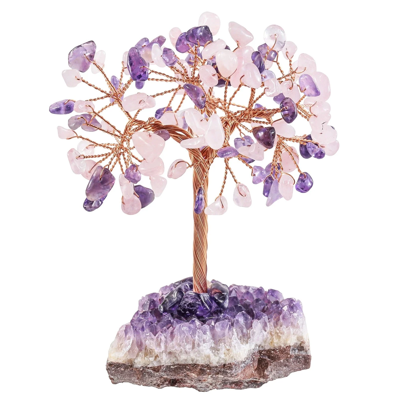 Crystal Tree Rose Quartz Tree Of Life with Amethyst Base - Amethyst Tree, Rose Quartz Tree - Image 7