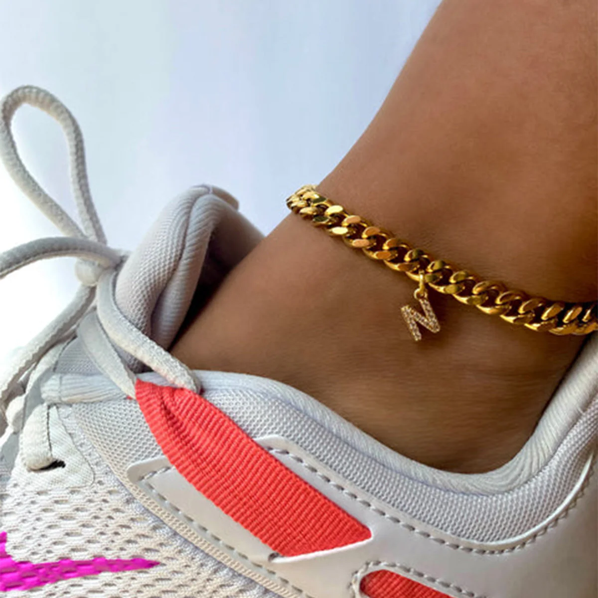 Curb link Initial Anklet - Image 6