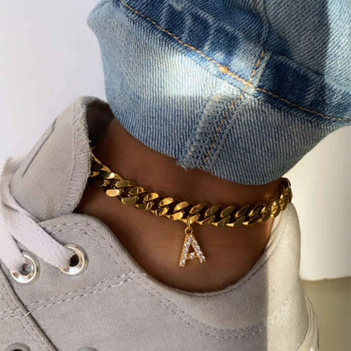 Curb link Initial Anklet - Image 7