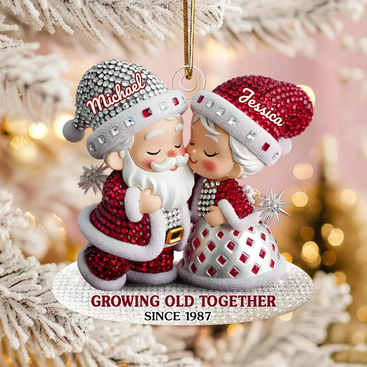 Custom Acrylic Ornament - Personalized Anniversary Christmas Wedding Gifts For Husband And Wife, Him And Her - Together, Always Merry - Image 3