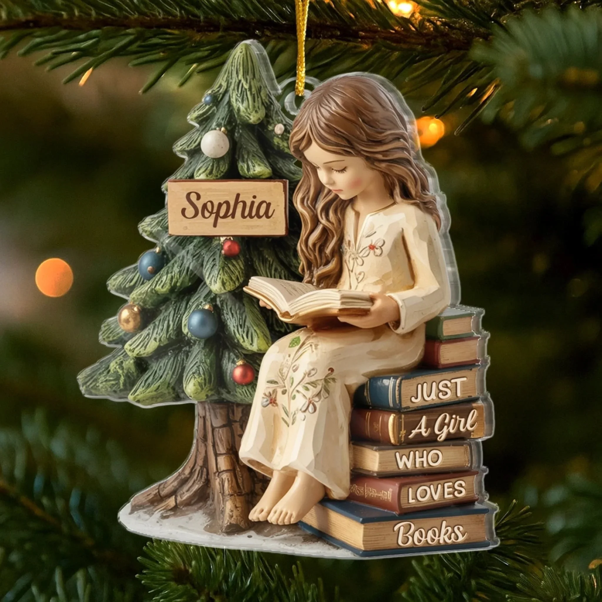 Custom Acrylic Ornament - Personalized Christmas Bookish Gifts For Book Lovers, Bookworms, Readers - Image 3