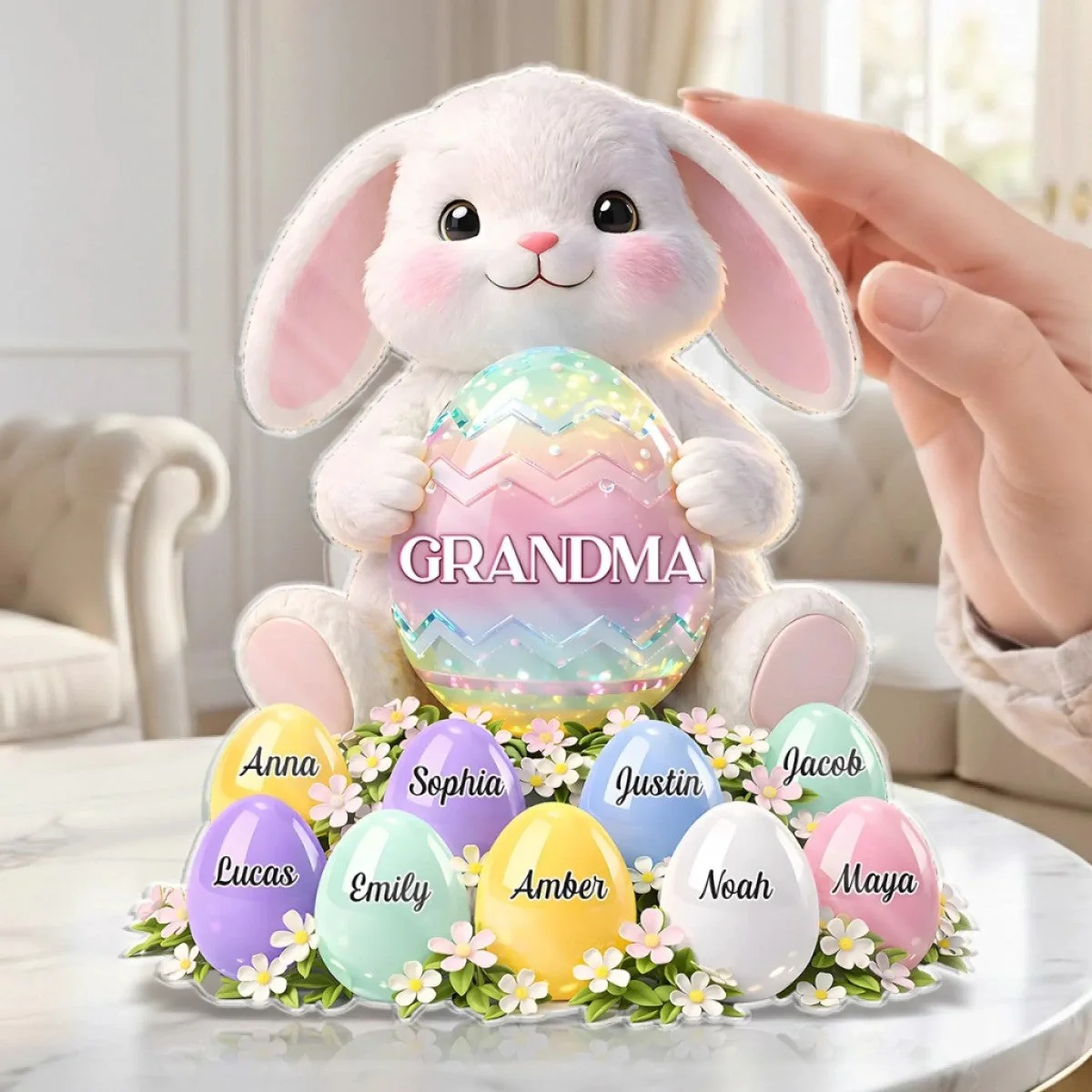 Custom Acrylic Plaque - Personalized Easter Gifts For Mom, Grandma - Bloom With Grace And Love - Image 2