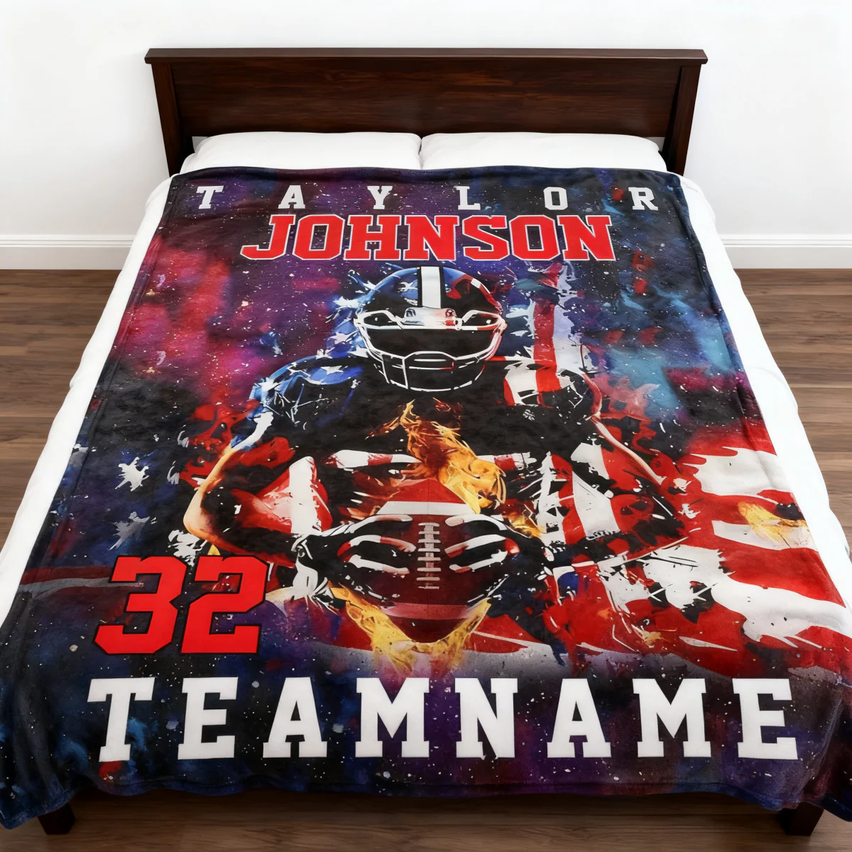 Custom Any Name And Number - Personalized American Football Blanket - Image 2