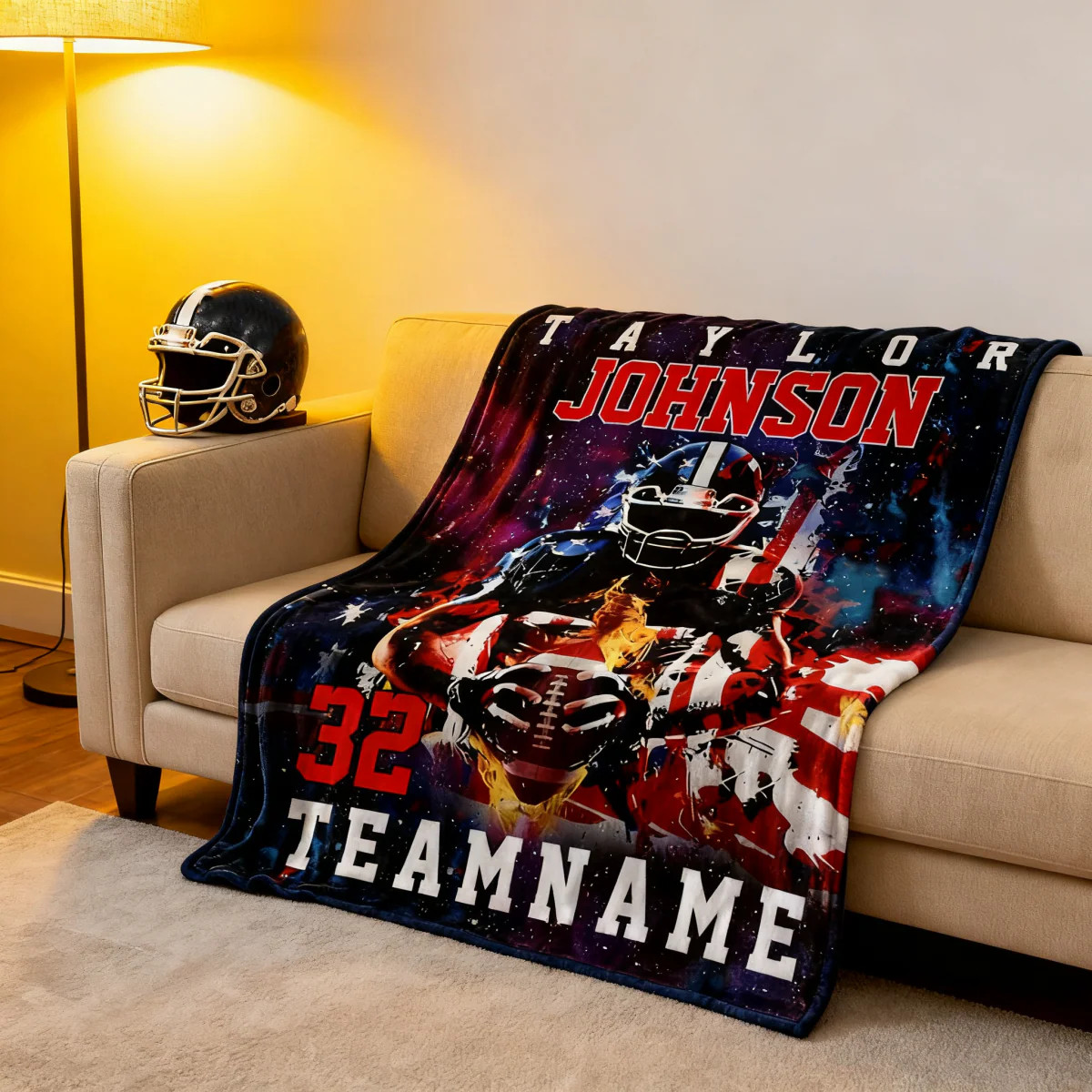 Custom Any Name And Number - Personalized American Football Blanket - Image 3
