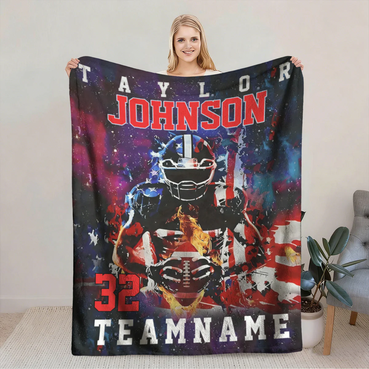Custom Any Name And Number - Personalized American Football Blanket - Image 4