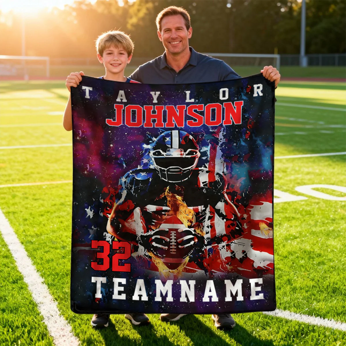 Custom Any Name And Number - Personalized American Football Blanket - Image 6