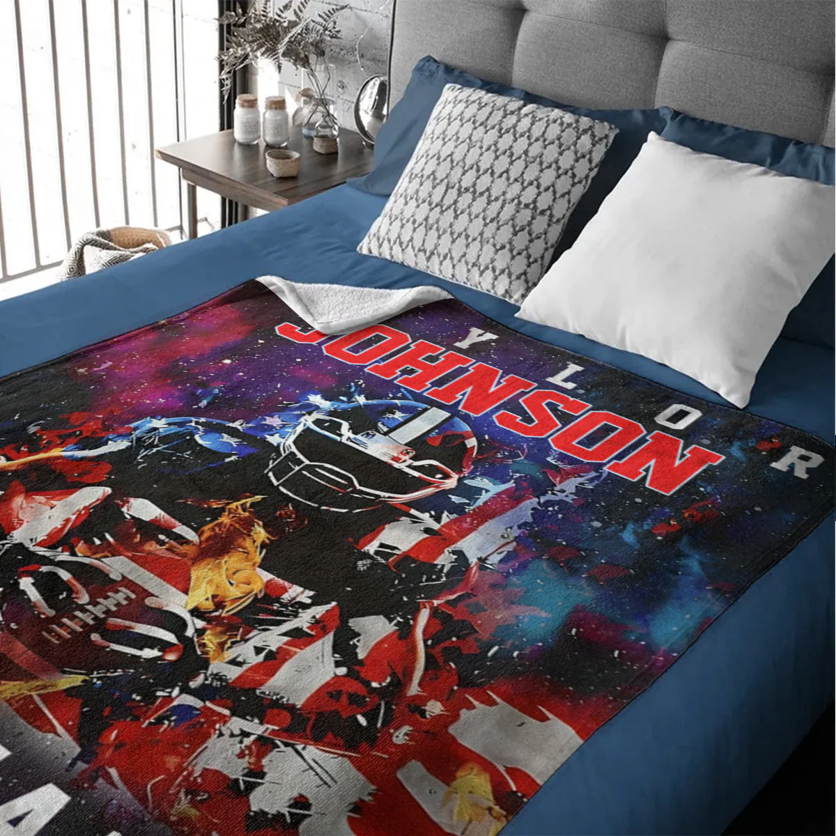 Custom Any Name And Number - Personalized American Football Blanket - Image 8