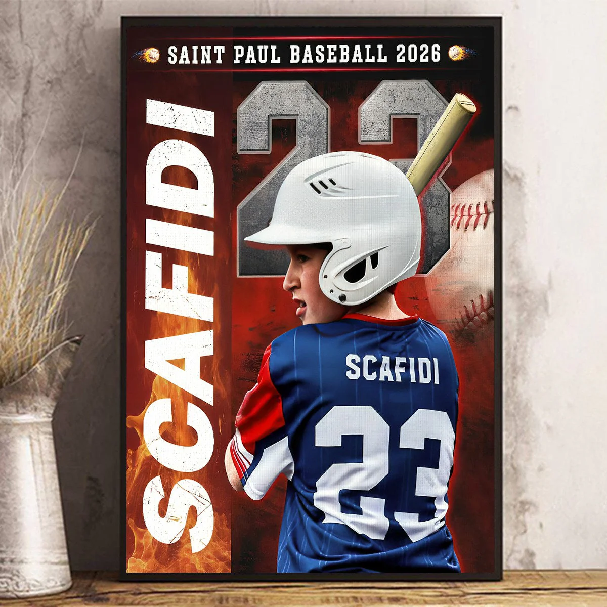 Custom Baseball Senior Portrait Canvas – Personalized Player Photo Name & Number, Gifts For Baseball Players, Senior Night Sports Wall Art