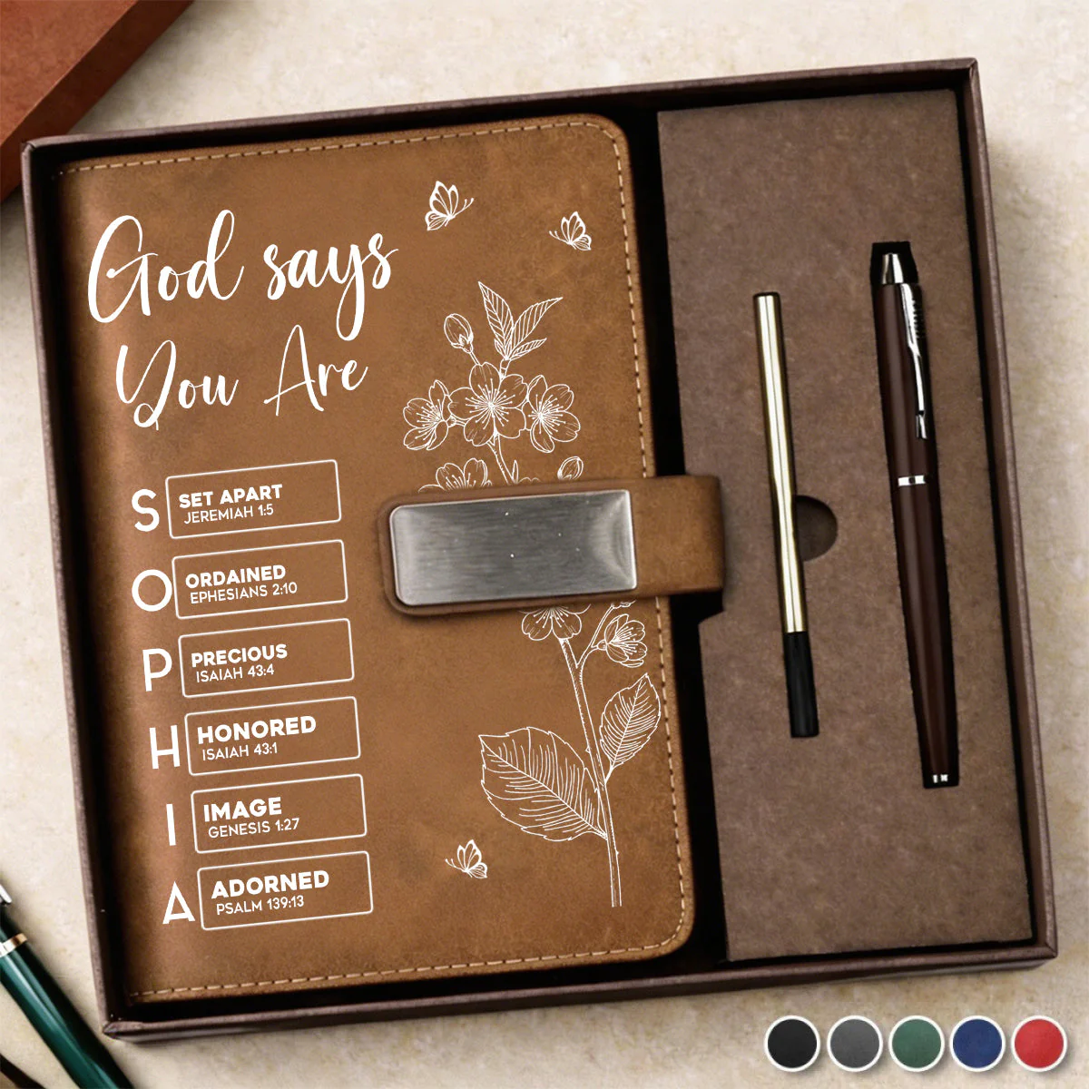 Custom Birth Flower & Name In Bible Verses Personalized Notebook Set - Image 2