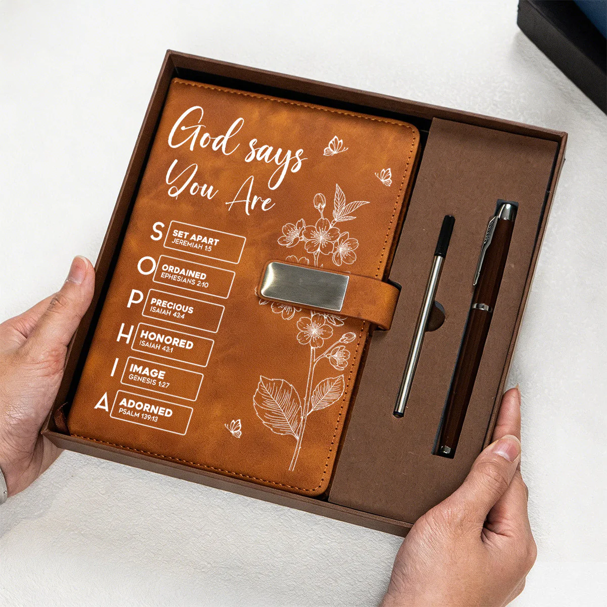 Custom Birth Flower & Name In Bible Verses Personalized Notebook Set - Image 3