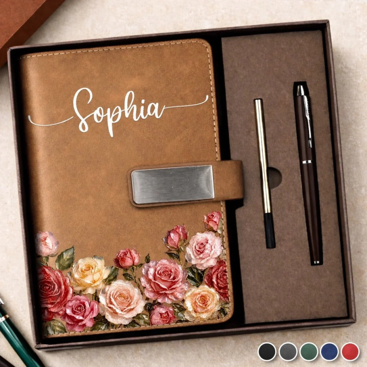 Custom Birth Month Flower Notebook Set Personalized Birthday Gifts