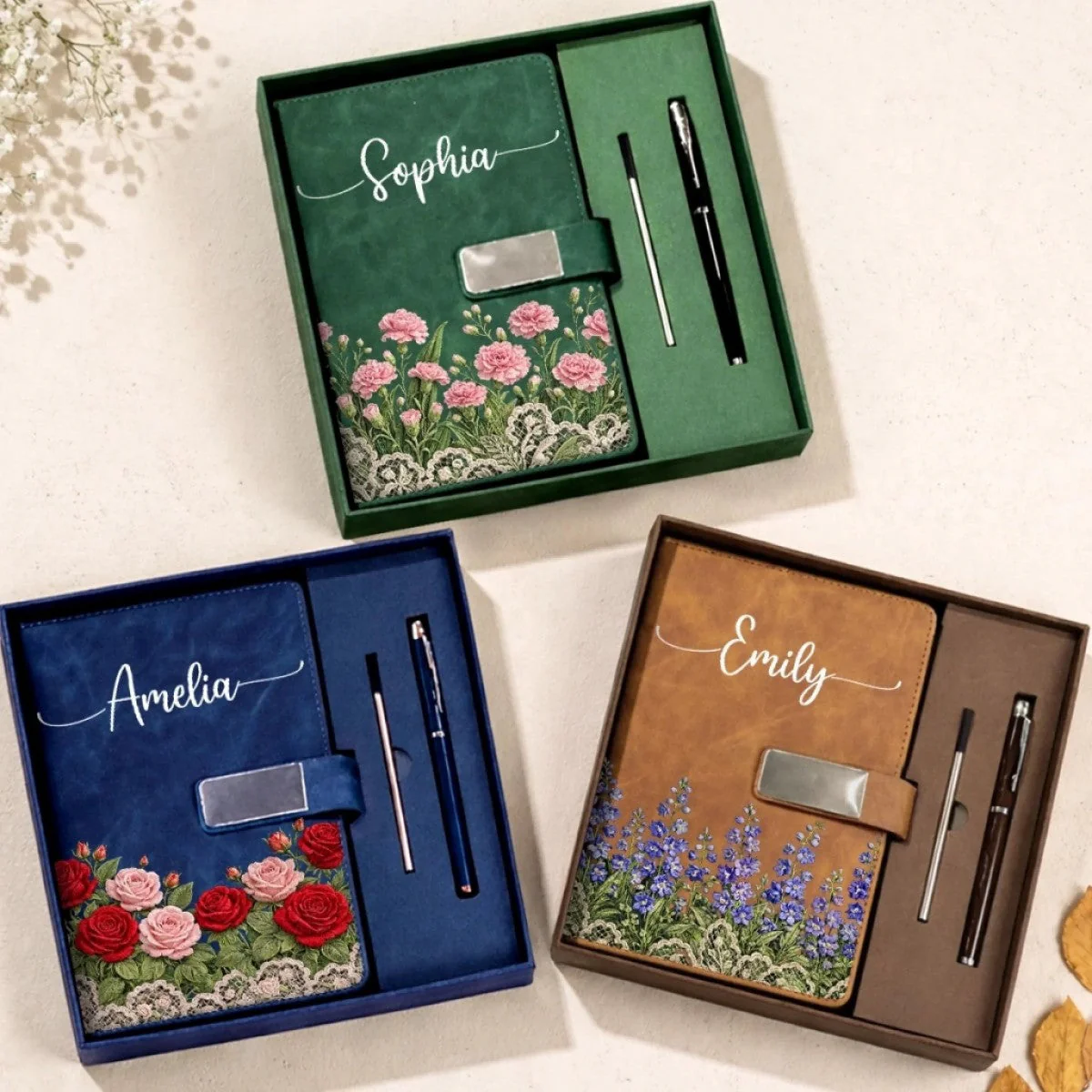 Custom Birth Month Flower Personalized Notebook Set - Image 2