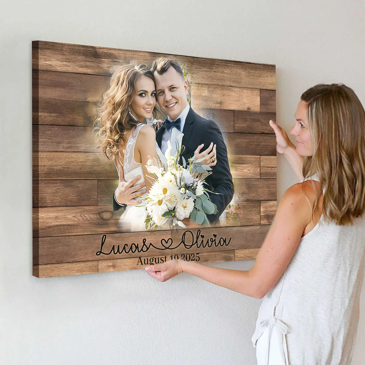 Custom Canvas Poster Personalized Family Couple Pet Portrait Painting From Photo Picture - Image 2