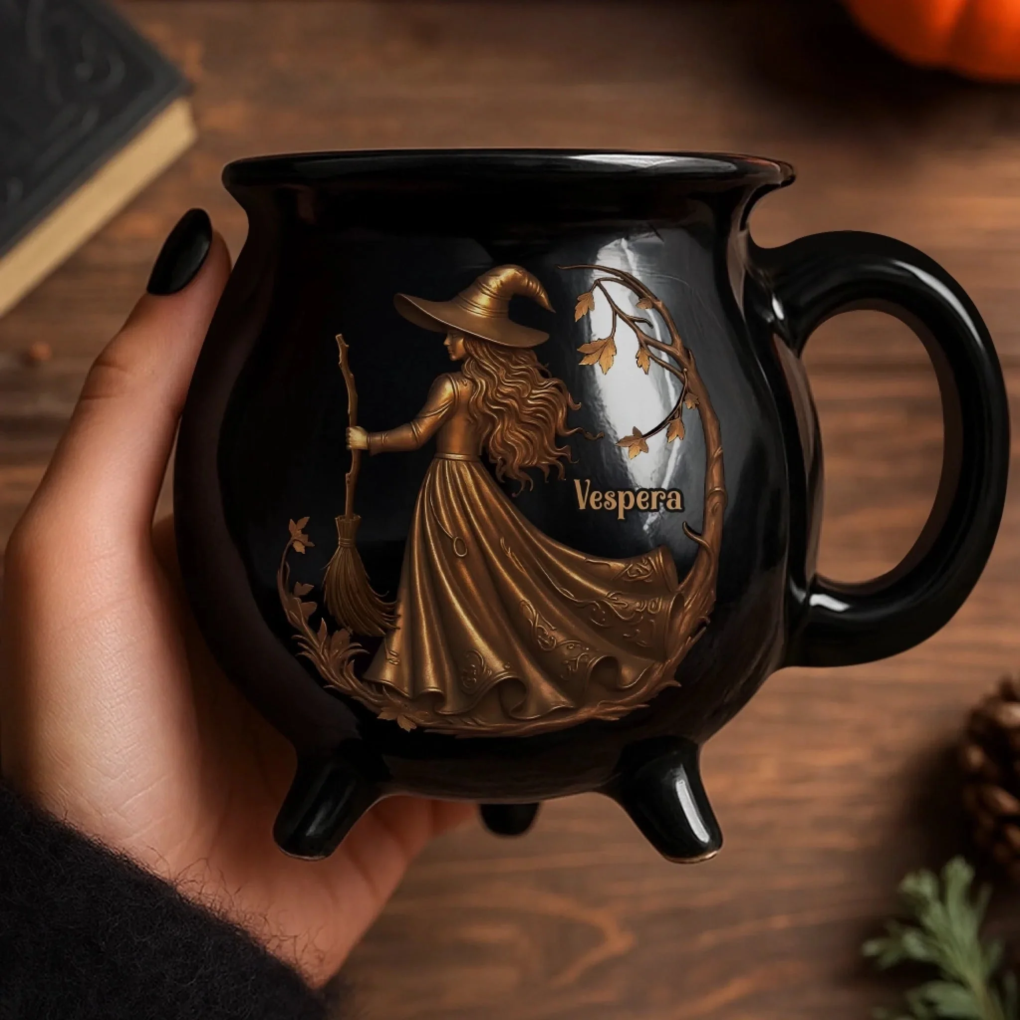 Custom Ceramic Cauldron Coffee Mug - Personalized Halloween Witchy Gifts - Image 4