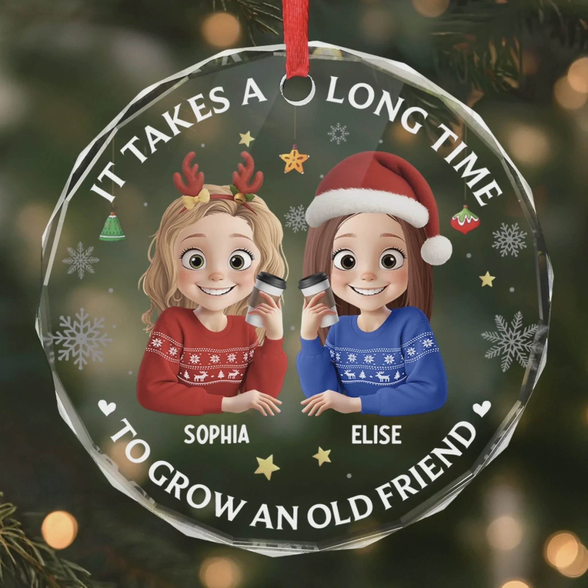 Custom Circle Glass Ornament - Personalized Christmas Best Friend Birthday Gifts - Image 5