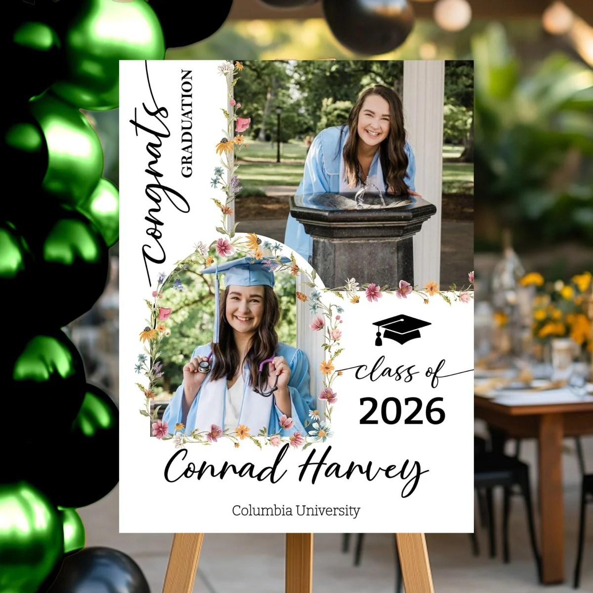 Custom Class Of 2026 Floral - Graduation Party Welcome Sign - Personalized Graduation Decoration - Image 4
