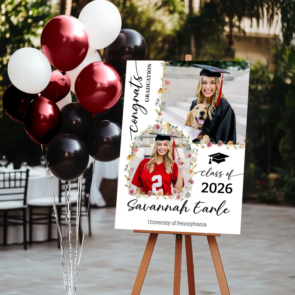 Custom Class Of 2026 Floral - Graduation Party Welcome Sign - Personalized Graduation Decoration - Image 5