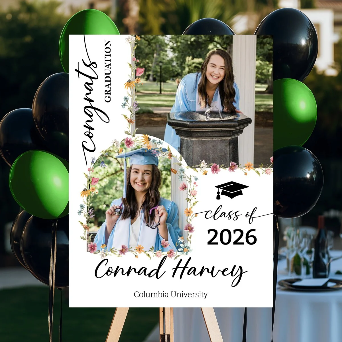 Custom Class Of 2026 Floral - Graduation Party Welcome Sign - Personalized Graduation Decoration - Image 6