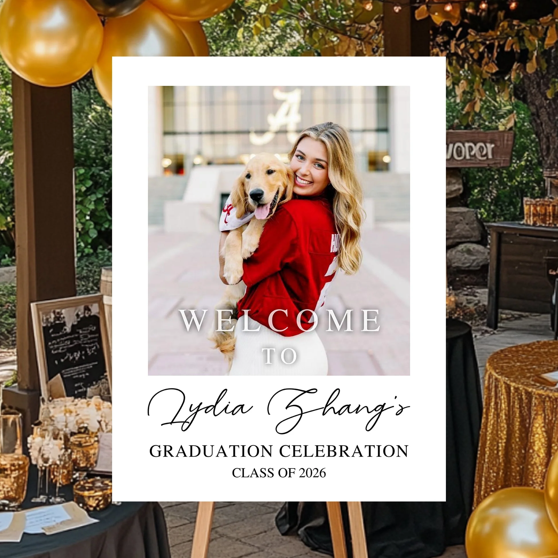 Custom Class Of 2026 - Graduation Party Welcome Sign - Personalized Custom Photo Grad Party Sign Canvas - Image 6
