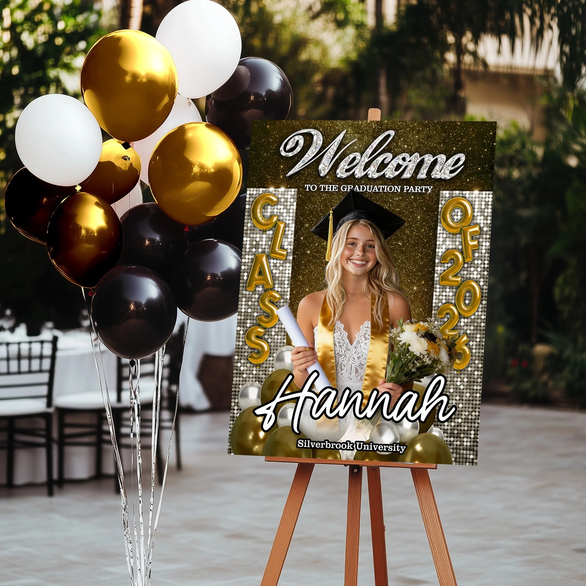 Custom Class Of 2026 - Personalized Graduation Party Welcome Sign Custom Photo Party Canvas Sign - Image 2