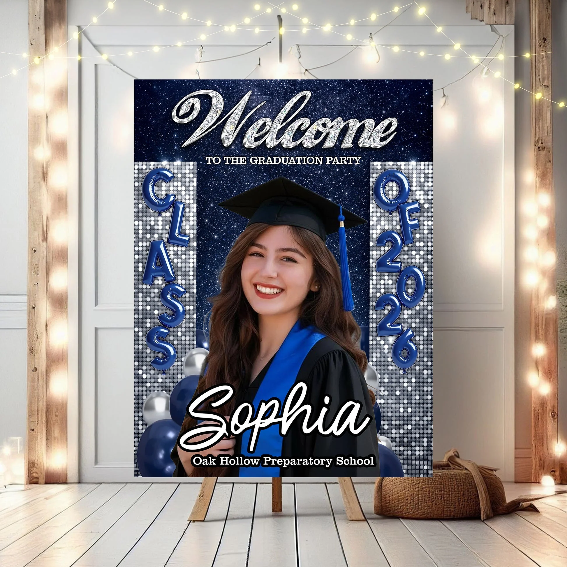 Custom Class Of 2026 - Personalized Graduation Party Welcome Sign Custom Photo Party Canvas Sign - Image 3