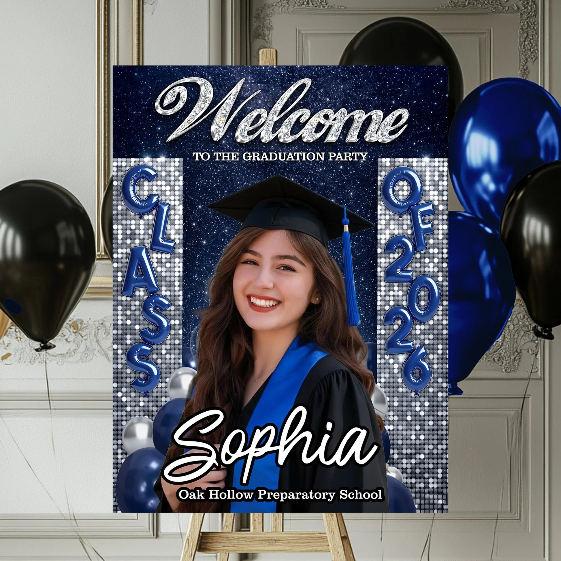 Custom Class Of 2026 - Personalized Graduation Party Welcome Sign Custom Photo Party Canvas Sign - Image 4