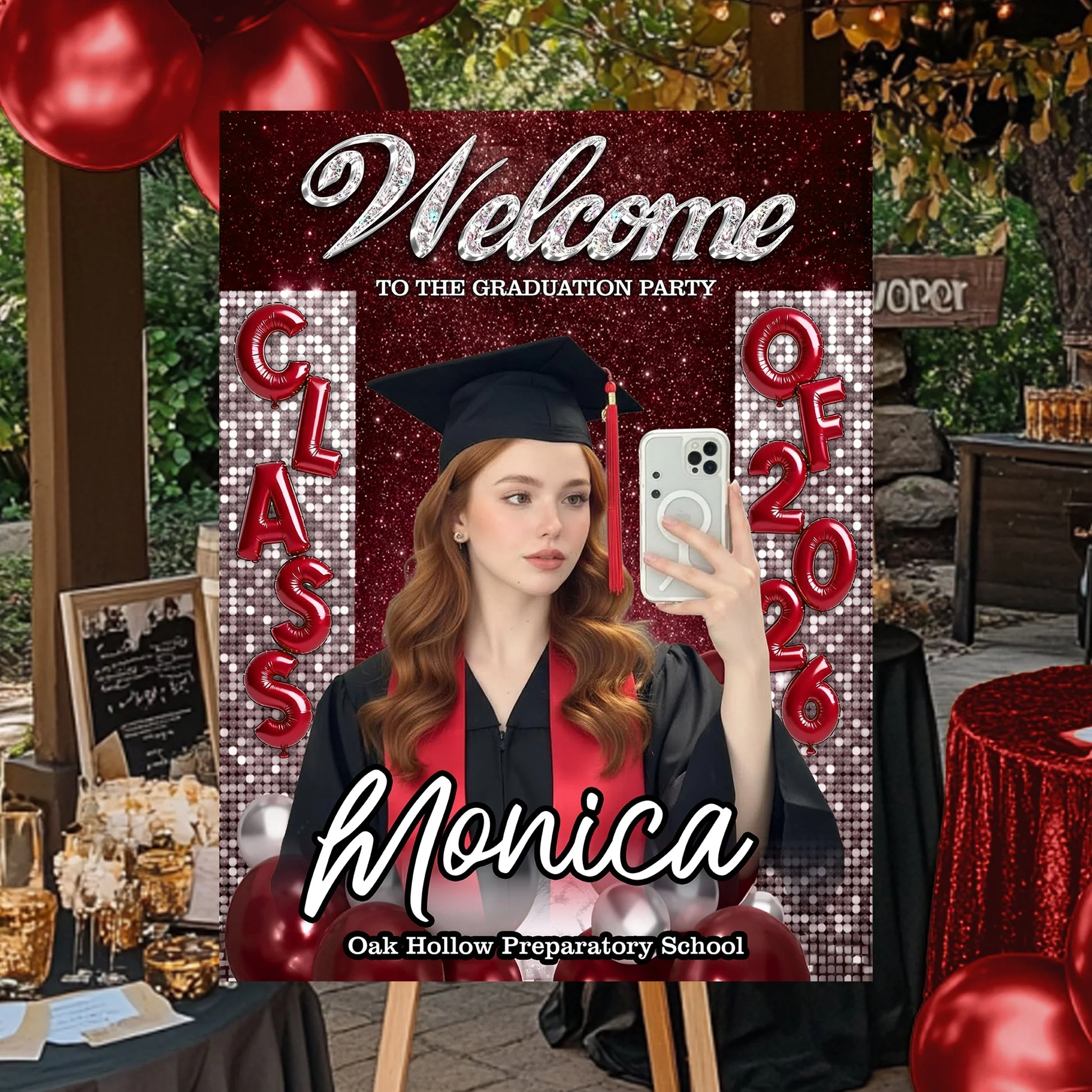 Custom Class Of 2026 - Personalized Graduation Party Welcome Sign Custom Photo Party Canvas Sign - Image 5
