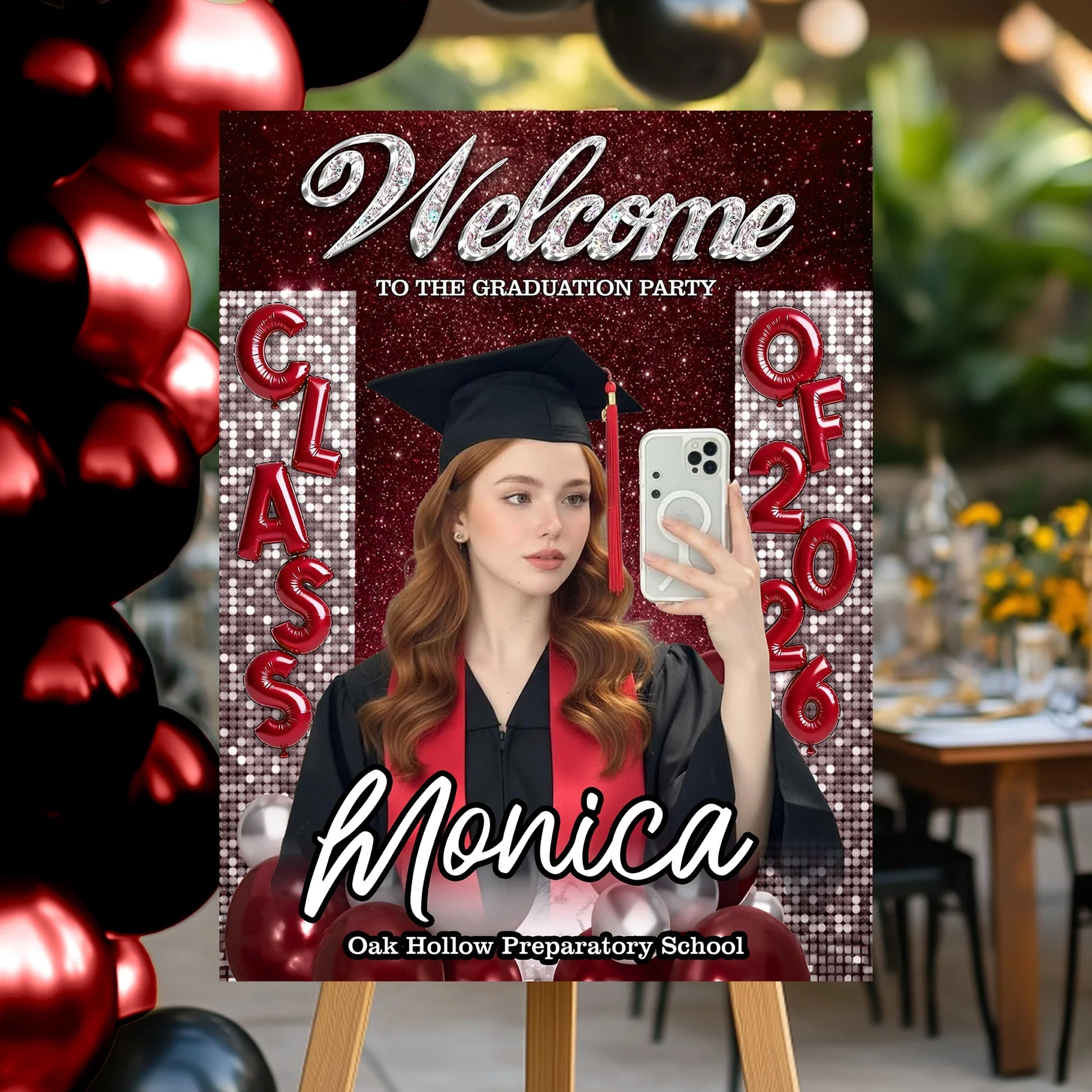 Custom Class Of 2026 - Personalized Graduation Party Welcome Sign Custom Photo Party Canvas Sign - Image 6