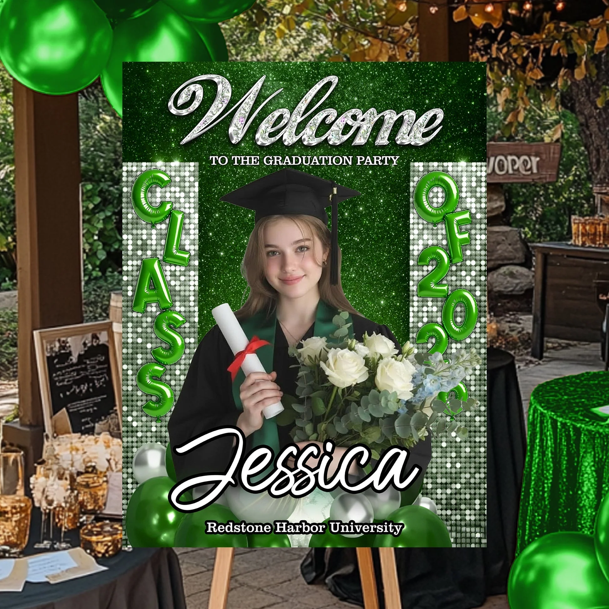 Custom Class Of 2026 - Personalized Graduation Party Welcome Sign Custom Photo Party Canvas Sign - Image 7