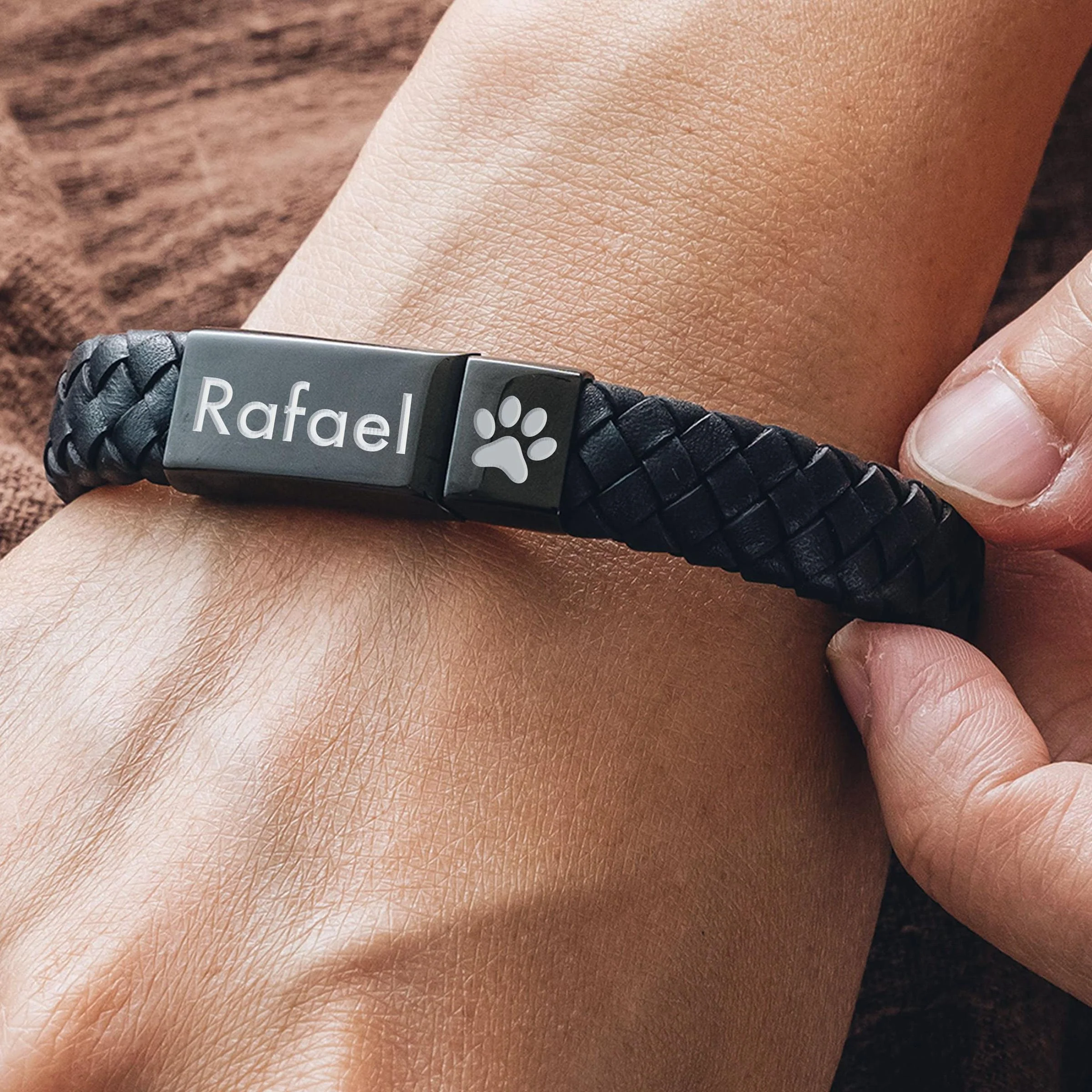 Custom Cremation Bracelet, Personalized Ashes Bracelet Dog Urn Bracelet Leather, Engraved Pet Ashes Bracelet, Pet Memorial Gift - Image 2