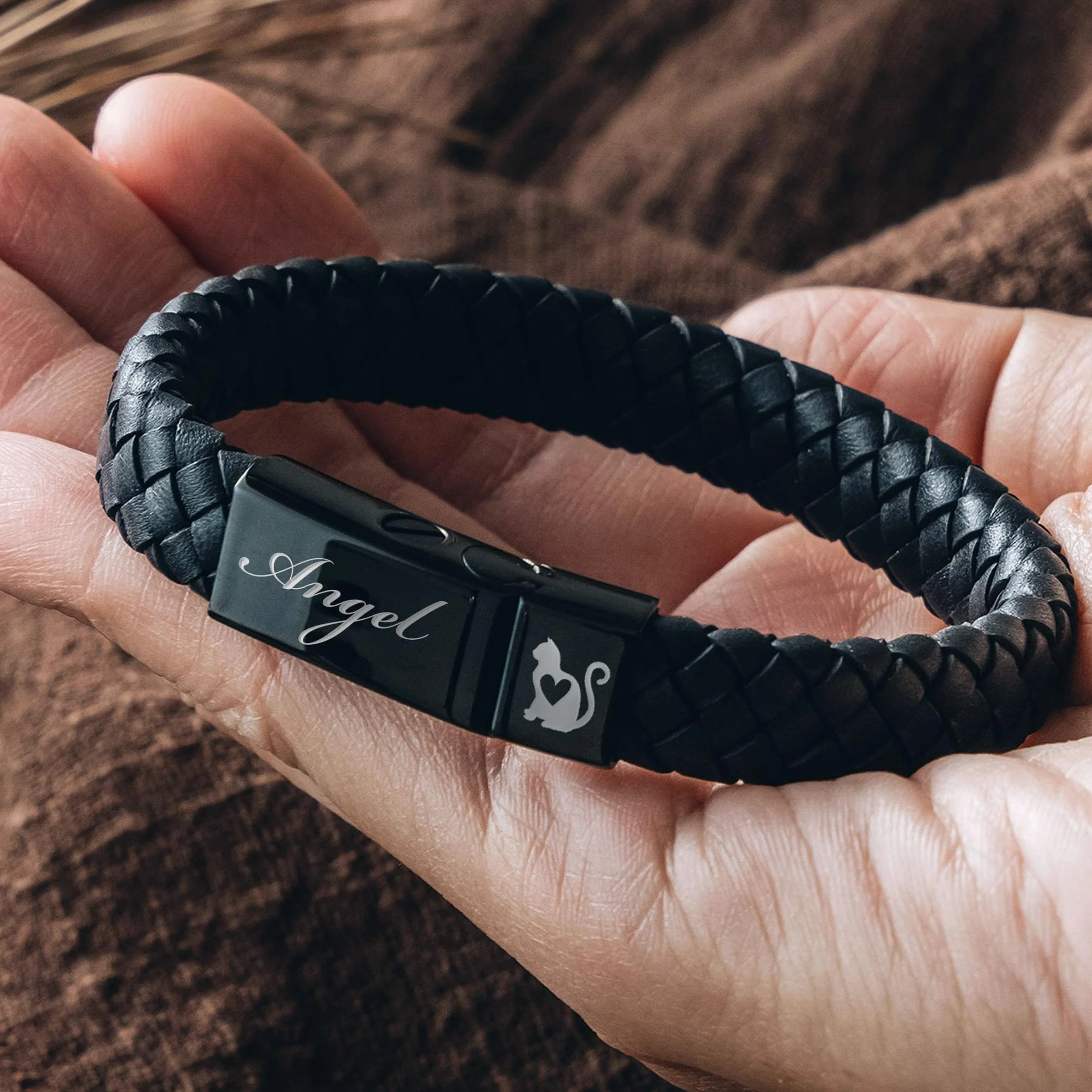 Custom Cremation Bracelet, Personalized Ashes Bracelet Dog Urn Bracelet Leather, Engraved Pet Ashes Bracelet, Pet Memorial Gift - Image 6