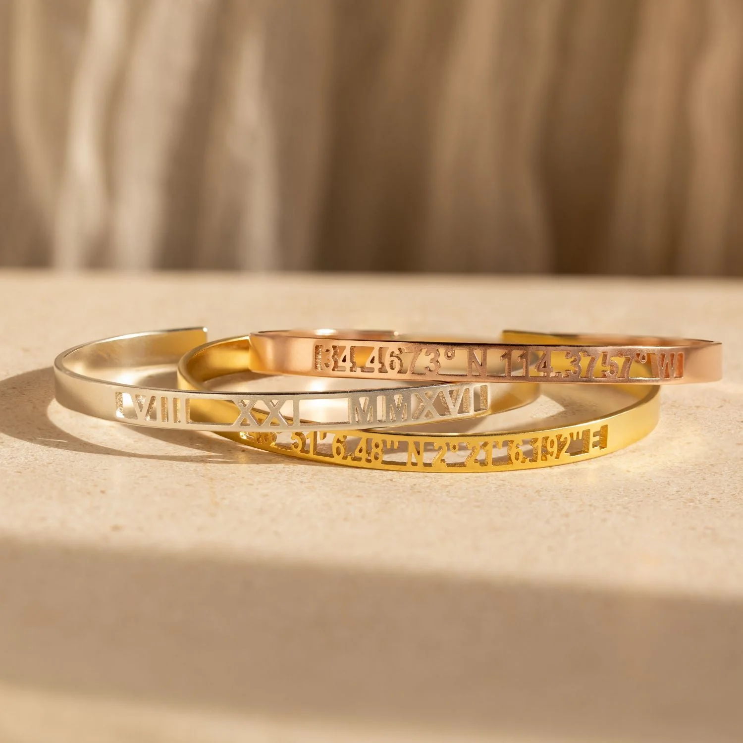 Custom Cuff Bracelet Personalized Bracelet: Coordinates, Dates, Roman Numerals,Anniversary Gift for Her,Him - Image 4