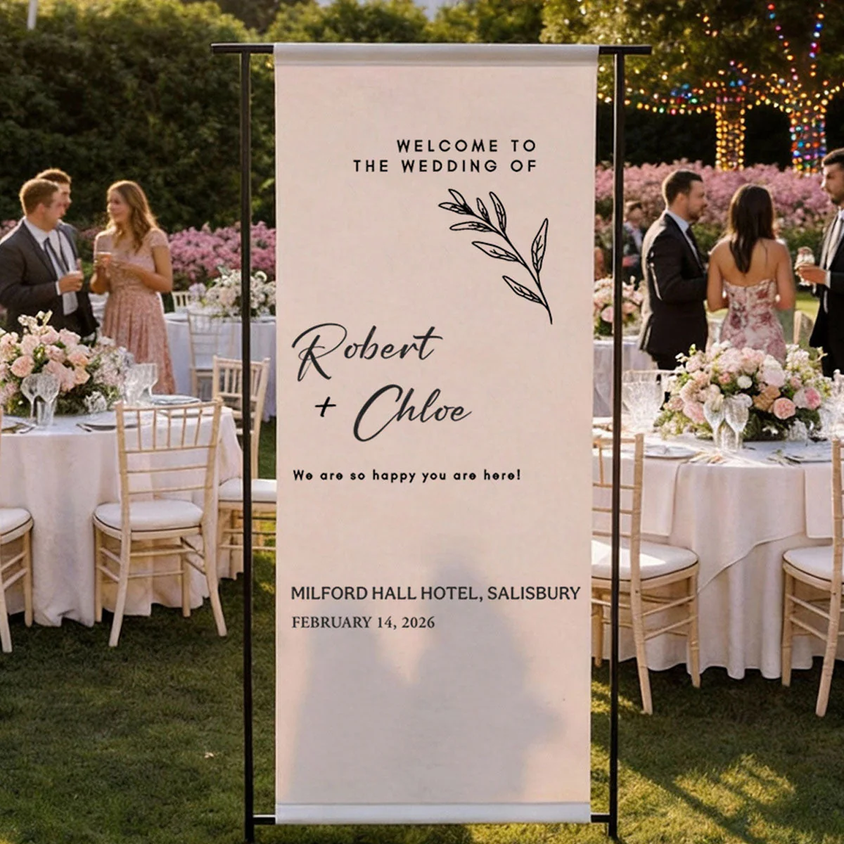 Custom Fabric Wedding Welcome Sign • Modern Wedding Banner • Personalized Wedding Decor - Image 2