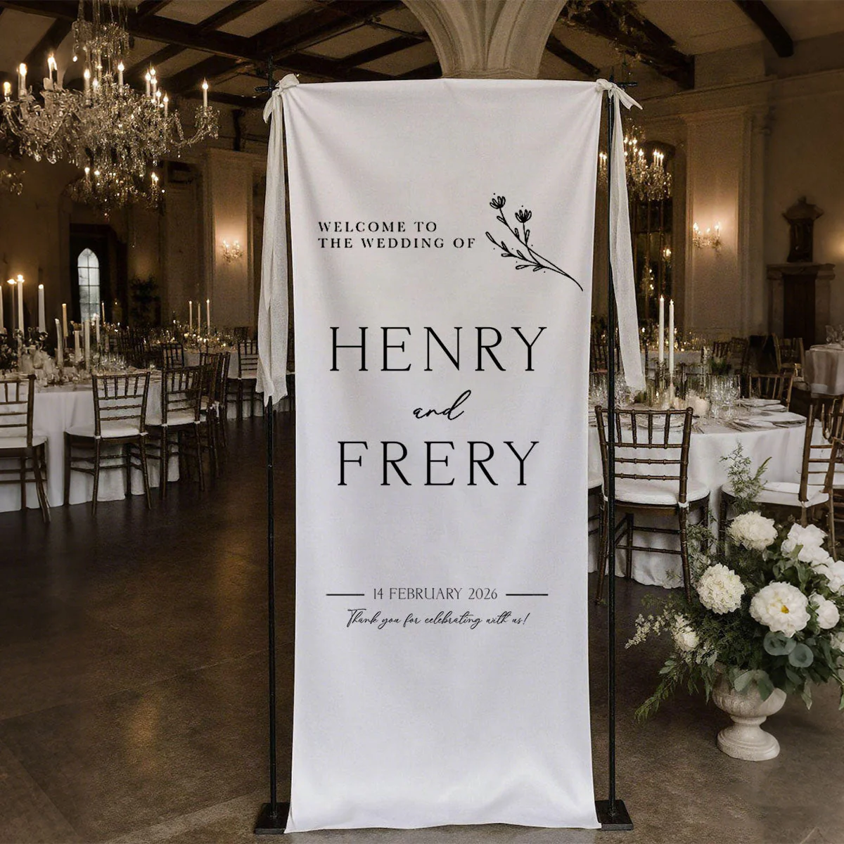 Custom Fabric Wedding Welcome Sign • Modern Wedding Sign • Wedding Banner • Personalized Wedding Decor • Engagement Party Sign - Image 3