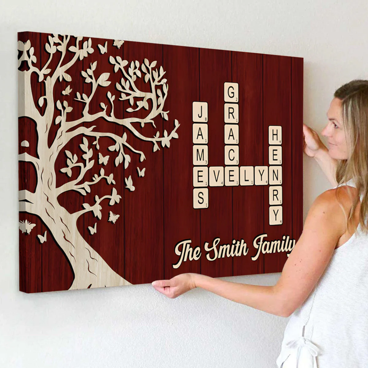 Custom Family Crossword Canvas Poster - Personalized Names & Tree - Image 2