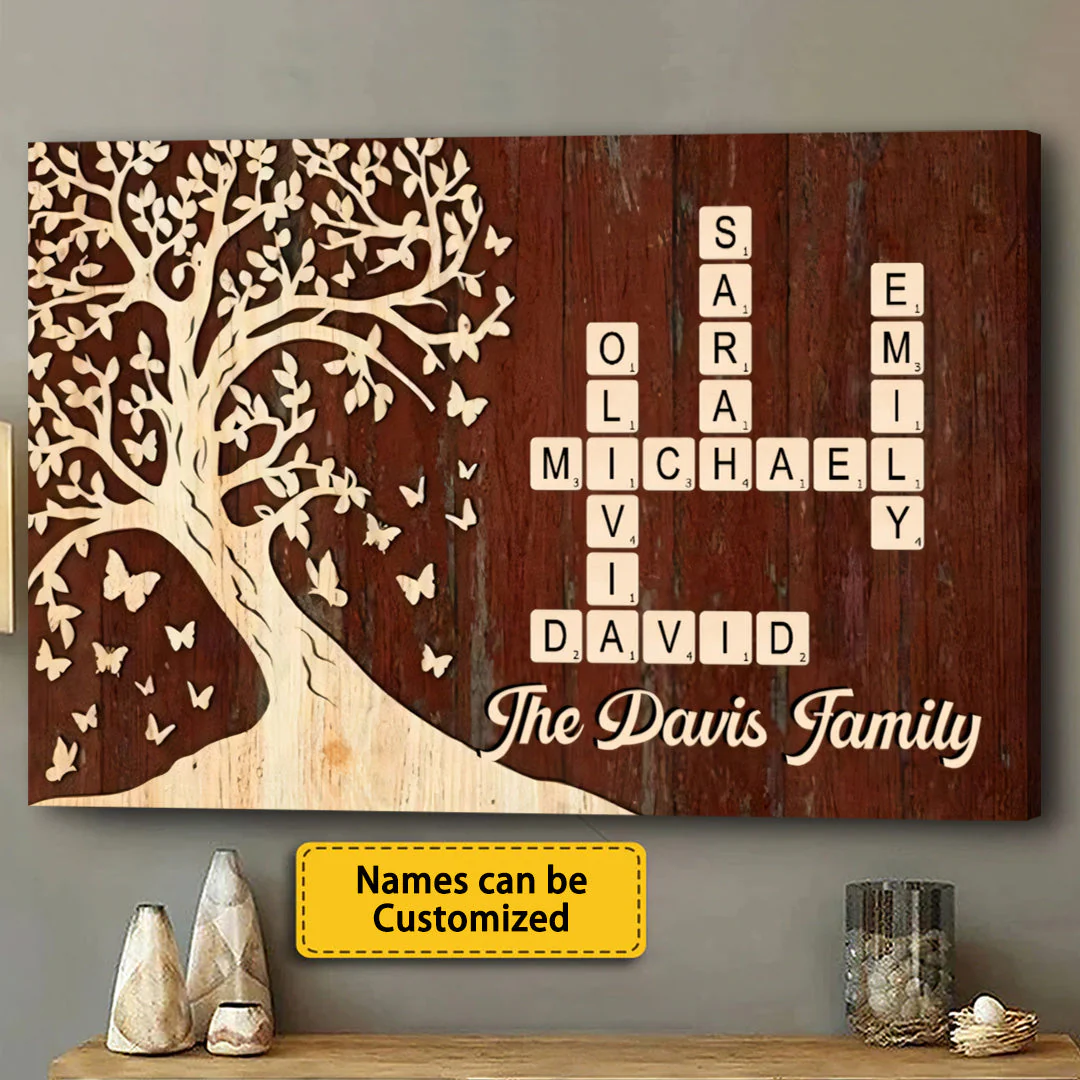 Custom Family Crossword Canvas Poster - Personalized Names & Tree - Image 4