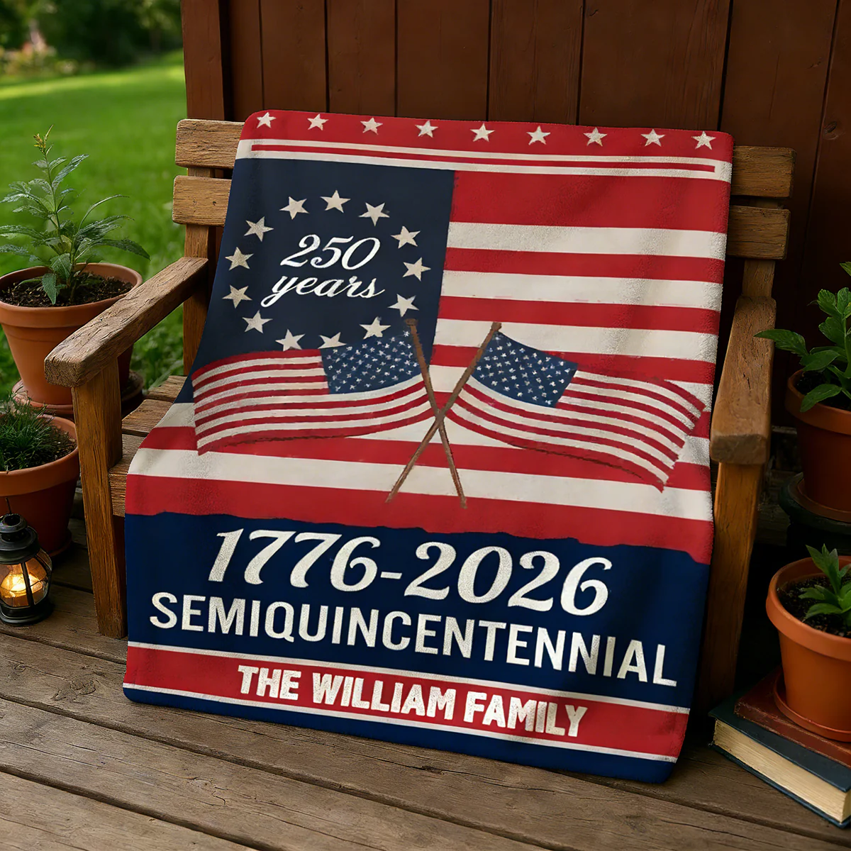 Custom Family Name Semiquincentennial 250th Anniversary Patriotic Blanket - Image 2