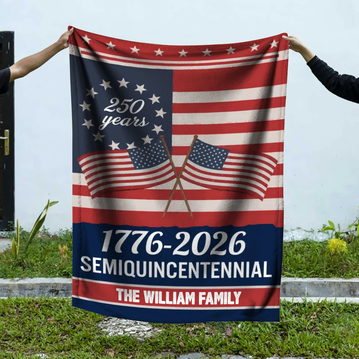 Custom Family Name Semiquincentennial 250th Anniversary Patriotic Blanket - Image 4