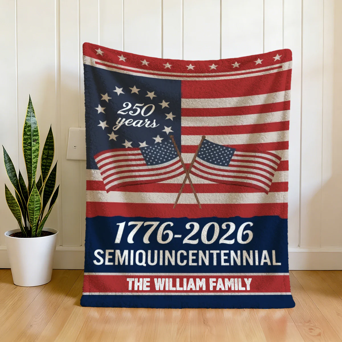 Custom Family Name Semiquincentennial 250th Anniversary Patriotic Blanket - Image 5