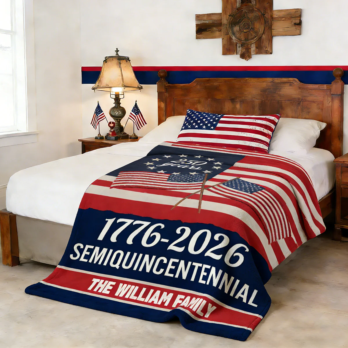 Custom Family Name Semiquincentennial 250th Anniversary Patriotic Blanket - Image 6