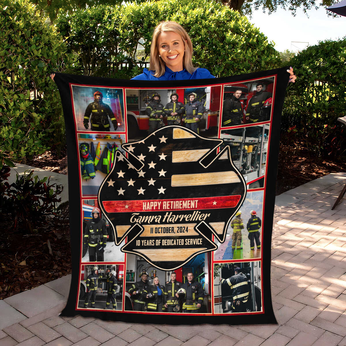 Custom Firefighter Photo Collage Personalized Firefighter Retirement Blanket - Image 3