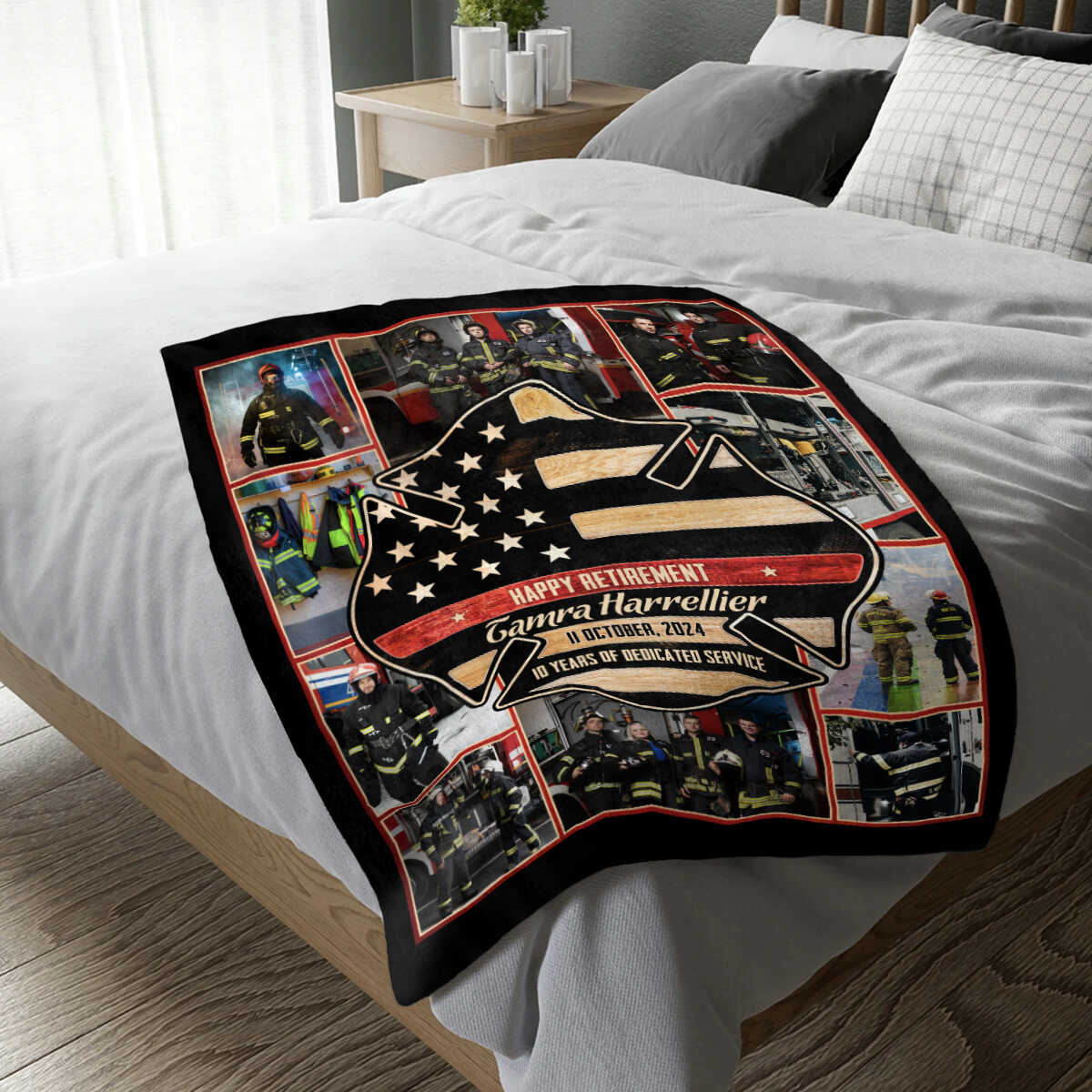 Custom Firefighter Photo Collage Personalized Firefighter Retirement Blanket - Image 4
