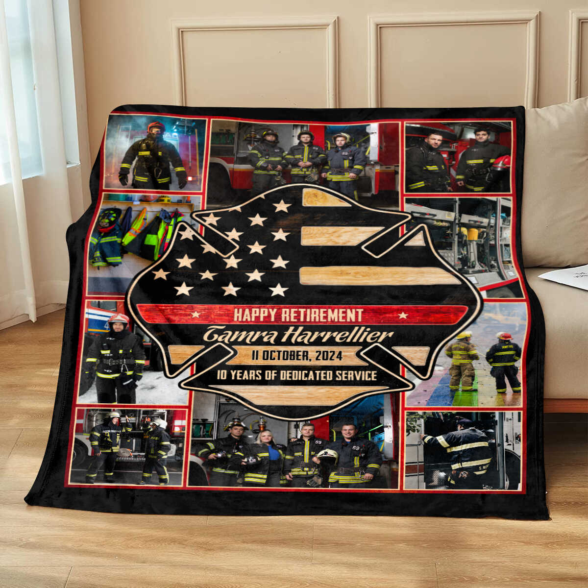 Custom Firefighter Photo Collage Personalized Firefighter Retirement Blanket - Image 5