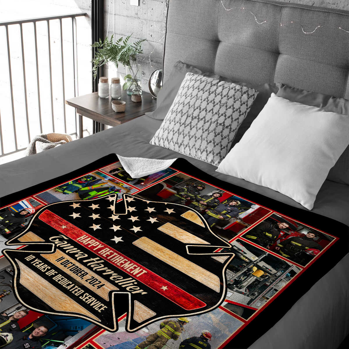 Custom Firefighter Photo Collage Personalized Firefighter Retirement Blanket - Image 6