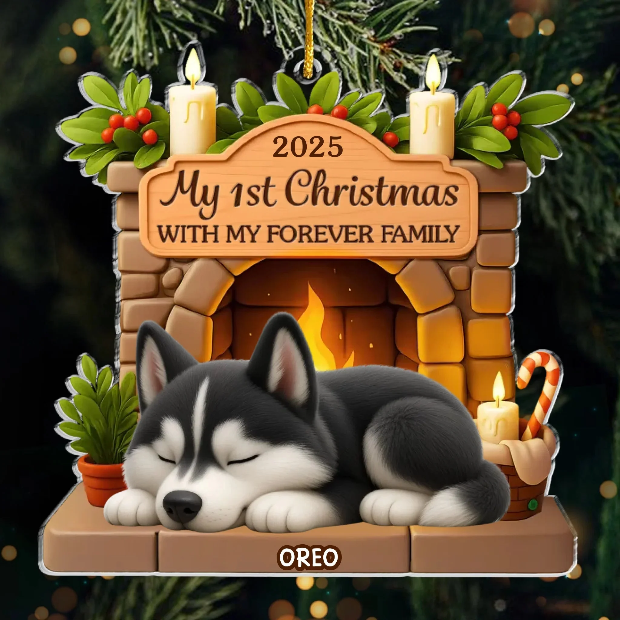 Custom First Christmas Acrylic Ornament - Personalized Christmas Birthday Gifts For Dog Lovers - Image 2