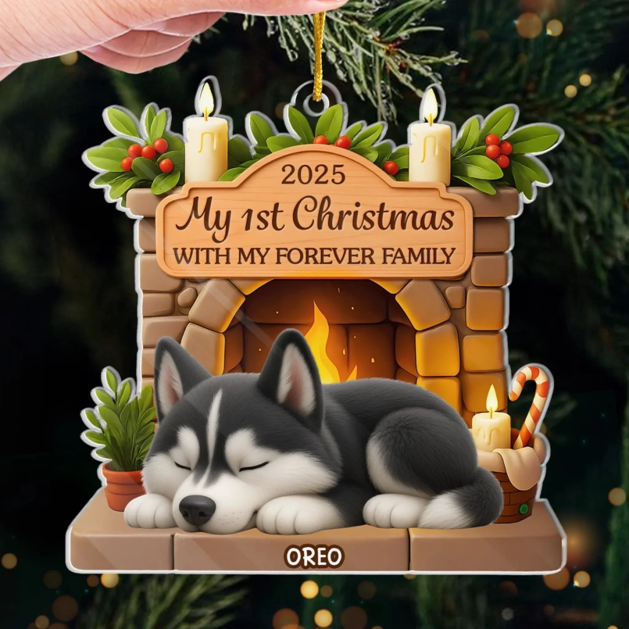 Custom First Christmas Acrylic Ornament - Personalized Christmas Birthday Gifts For Dog Lovers - Image 3