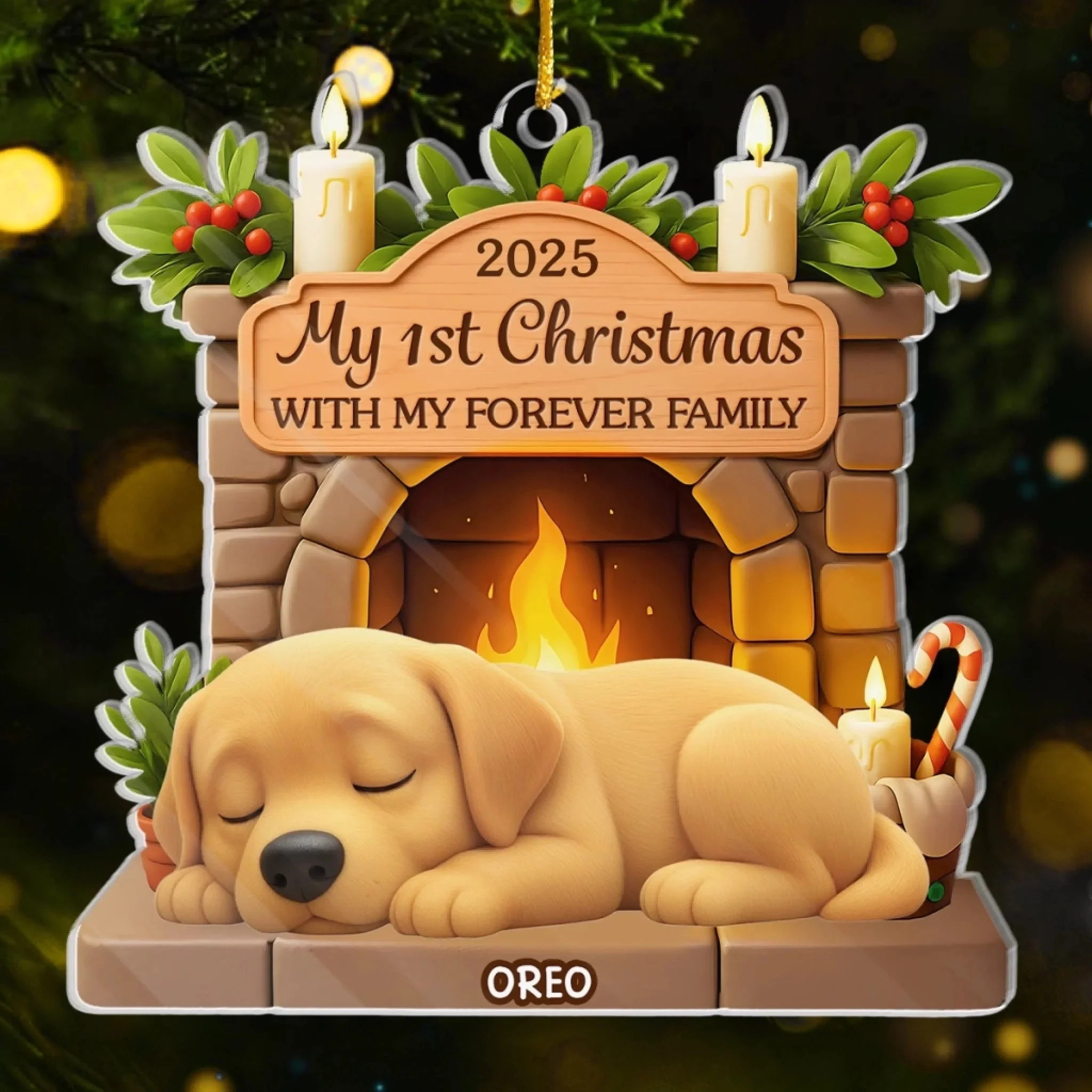 Custom First Christmas Acrylic Ornament - Personalized Christmas Birthday Gifts For Dog Lovers - Image 5