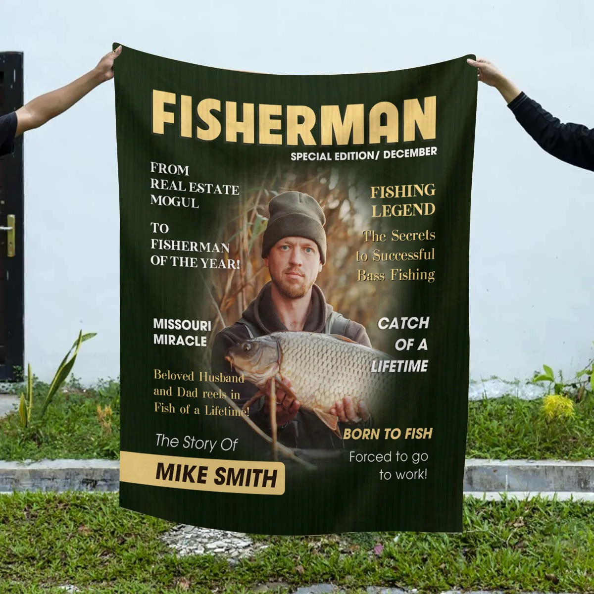 Custom Fishing Magazine Cover Blanket, Personalized Gift For Fishermen,Fishing Dad Gift, Angler Funny Fisherman Gift - Image 2